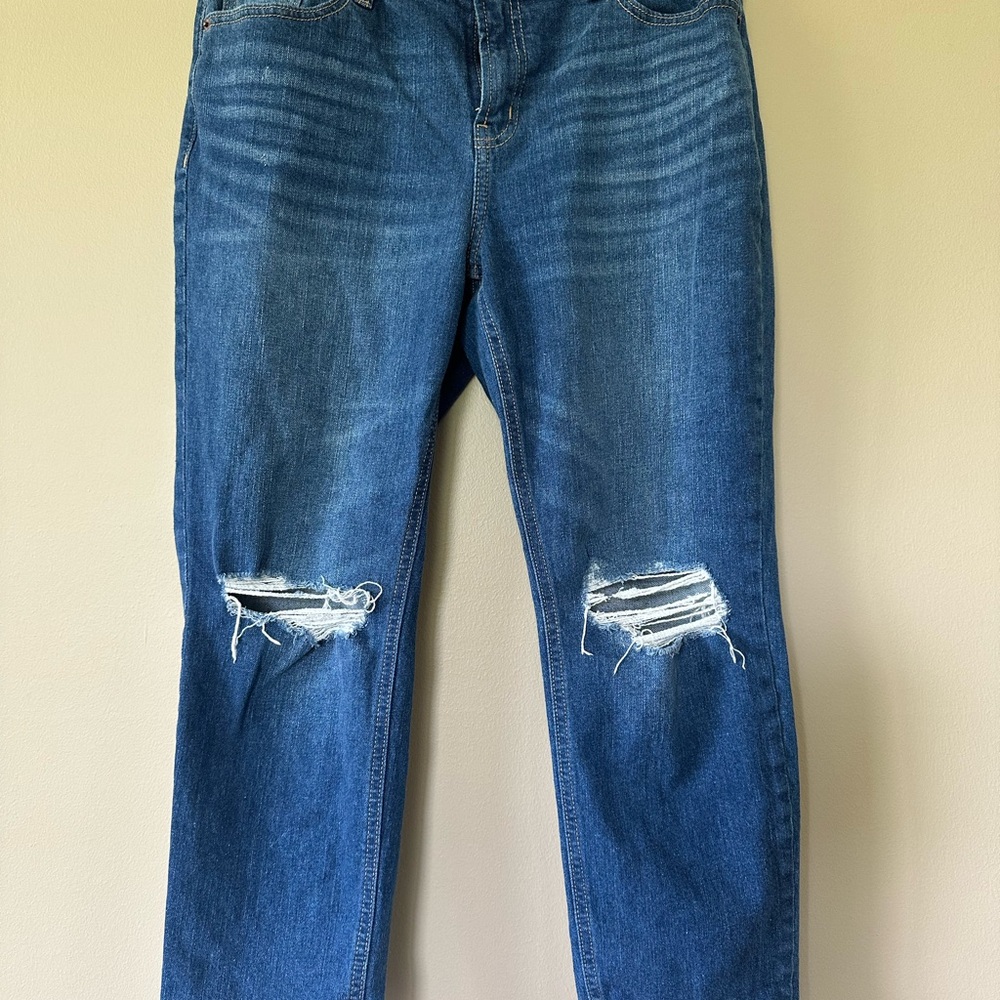 Old Navy Boyfriend Blue Distressed Jeans Size 10